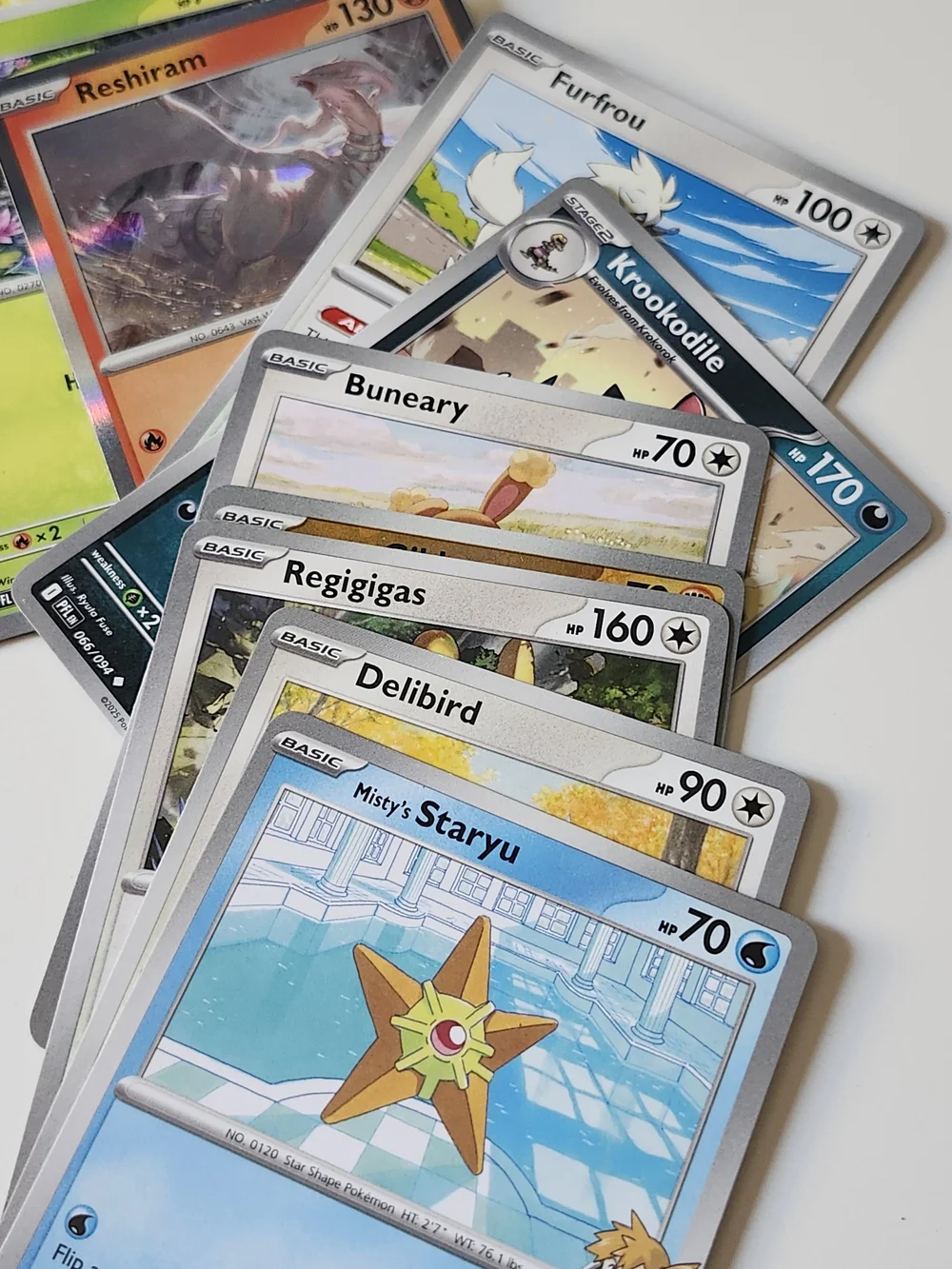 Pokemon Card Lot of 12 - Reshiram Holo, Vintage Misty's Staryu, Krookodile & Mor